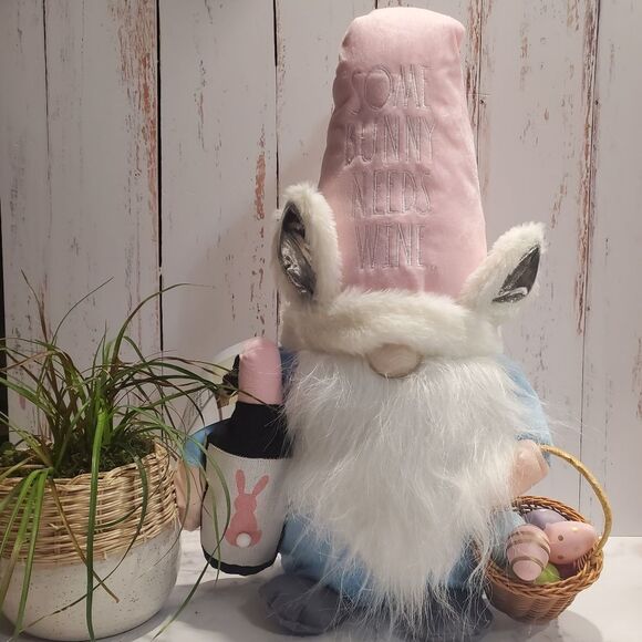 Rae Dunn Some Bunny Needs Some Wine Plush Gnome